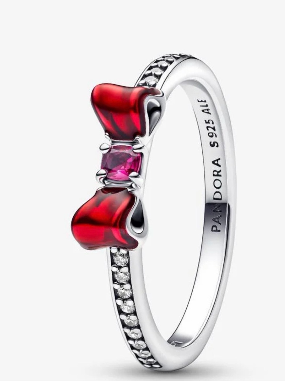 Pandora Sterling Silver Ring with Red and Pink Bow Accent - Snow White inspired